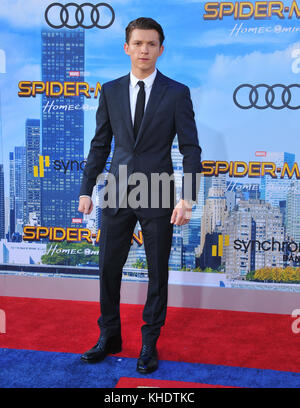 HOLLYWOOD, CA - JUNE 28: Tom Holland attends the premiere of Columbia Pictures' 'Spider-Man: Homecoming' at TCL Chinese Theatre on June 28, 2017 in Hollywood, California.   People:  Tom Holland  Transmission Ref:  MNC76 Stock Photo