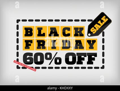 Black Friday sale design template. Black Friday banner. 60% off Stock Vector