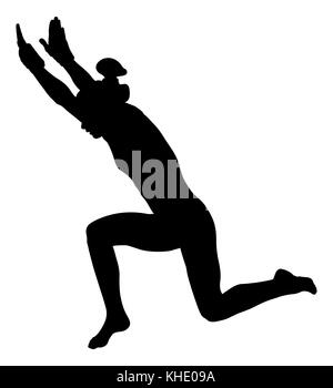 athlete girl exercise floor gymnastics competition black silhouette Stock Photo