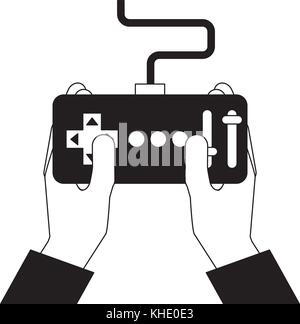 hands holding control remote advance for drones Stock Vector