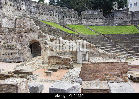 Ruins of ancient Roman amphitheater in Trieste, Italy Stock Photo