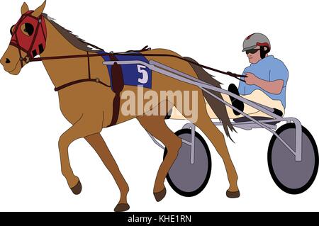 Trotter in harness illustration -  vector Stock Vector