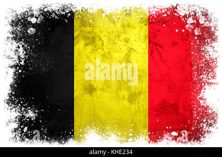 National flag of Belgium on grunge concrete background Stock Photo