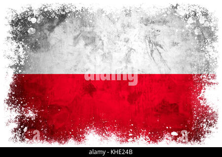 National flag of Poland on grunge concrete background Stock Photo