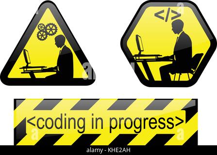 coding in progress signs - vector Stock Vector