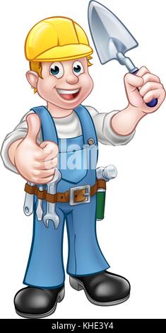 Builder Bricklayer Construction Worker Trowel Tool Stock Vector