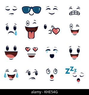 Cute Faces Kawaii Emoji Cartoon Stock Vector Image & Art - Alamy