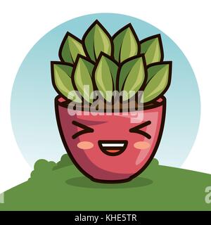 cute lovely kawaii house plants cartoons Stock Vector