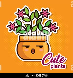 cute lovely kawaii house plants cartoons Stock Vector