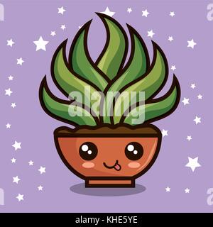 cute lovely kawaii house plants cartoons Stock Vector