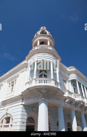 Cienfuegos, Cuba - January 28, 2017: The Ferrer palace in the Jose Marti park of Cienfuegos in Cuba.The work was built between 1917 and 1918. Stock Photo