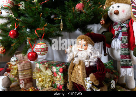 Gifts under the Christmas tree. Christmas background Stock Photo