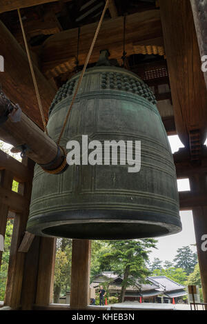 Nara, Japan - May 31, 2017: Bronze temple bell of the Todai-ji Temple in Nara Stock Photo