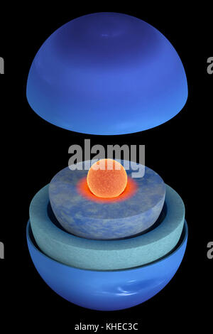 This image represents the internal structure of the Neptune planet. It is a realistic 3d rendering