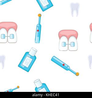 Dental treatment pattern, cartoon style Stock Vector