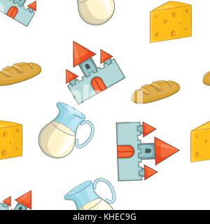 Attractions of Switzerland pattern, cartoon style Stock Vector