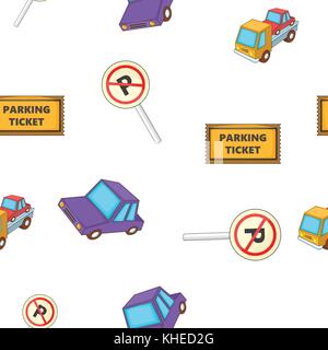 Valet parking pattern, cartoon style Stock Vector