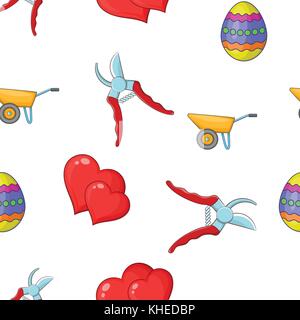 Garden maintenance pattern, cartoon style Stock Vector