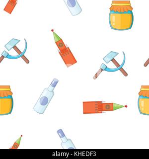Attractions of Russia pattern, cartoon style Stock Vector