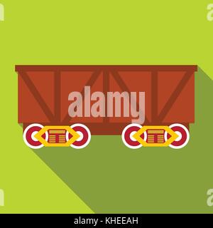 Train cargo wagon icon, flat style Stock Vector