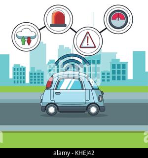 Smart car smarthphone app Stock Vector