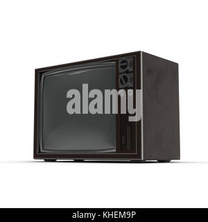 Old TV isolated on white 3D Illustration Stock Photo