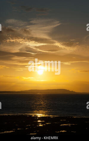 Sunset, Portgordon, Moray, Scotland, Great Britain Stock Photo