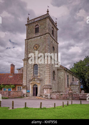 Front upright view of St Giles church, in Wimborne St Giles, Dorset. Stock Photo