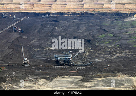 open pit coal mine with excavators and machinery Stock Photo