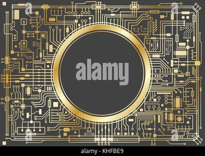 Gold chipset digital background Stock Vector