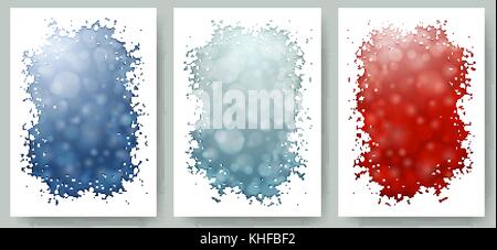 Set of Christmas cards with frame of snowflakes Stock Vector