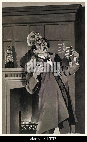 ‘The features seemed to melt and alter’ from the ‘Strange Case of Dr Jekyll and Mr Hyde’ by Robert Louis Stevenson (1850-1894). Illustration by S.G. Hulme Beamam (1887-1932) for a 1930 edition.See more information below. Stock Photo