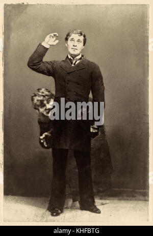 Richard Mansfield (1857-1907) English actor in superimposed photograph showing the dual characters he played in ‘Dr. Jekyll and Mr. Hyde’ a 1887 stage adaptation of Robert Louis Stevenson (1850-1894) Gothic novel the ‘Strange Case of Dr Jekyll and Mr Hyde’ published in 1886. Stock Photo