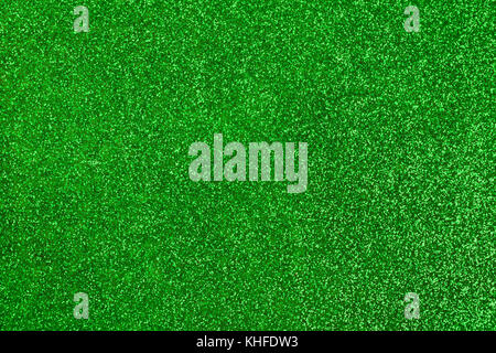 Green glitter surface close up. Texture and background Stock Photo