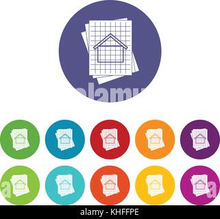 House blueprint set icons Stock Vector