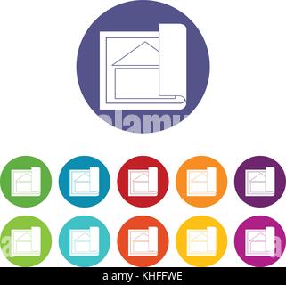 Building plan set icons Stock Vector