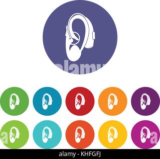 Hearing aid set icons Stock Vector