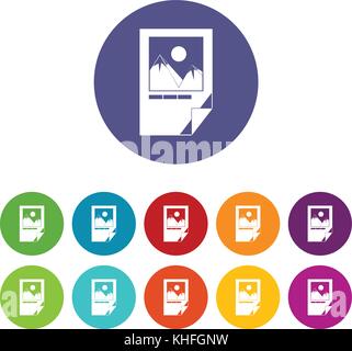 Tested ink paper with printer marks set icons Stock Vector