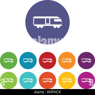 Swiss mountain train set icons Stock Vector