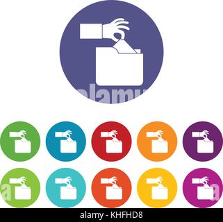 Robbery secret data in folder set icons Stock Vector
