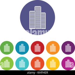 Skyscrapers in Singapore set icons Stock Vector