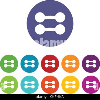 Pair of dumbbells set icons in different colors isolated on white background Stock Vector
