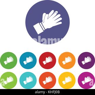 Clapping applauding hands set icons in different colors isolated on white background Stock Vector