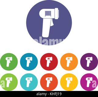 Barcode scanner set icons in different colors isolated on white background Stock Vector