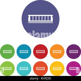 DVD RAM module for the personal computer set icons in different colors isolated on white background Stock Vector