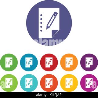 Notebook set icons in different colors isolated on white background Stock Vector