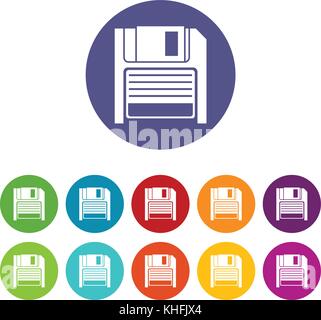 Magnetic diskette set icons Stock Vector
