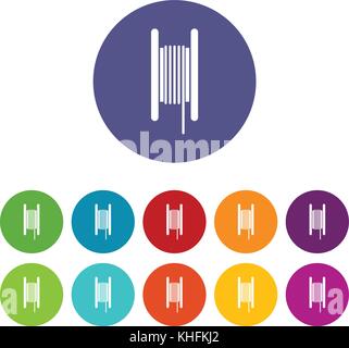 Electric cable in coil set icons Stock Vector