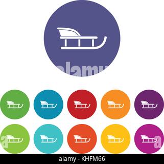 Sled set icons Stock Vector