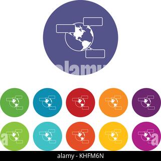 Globe and empty speech bubbles set icons Stock Vector